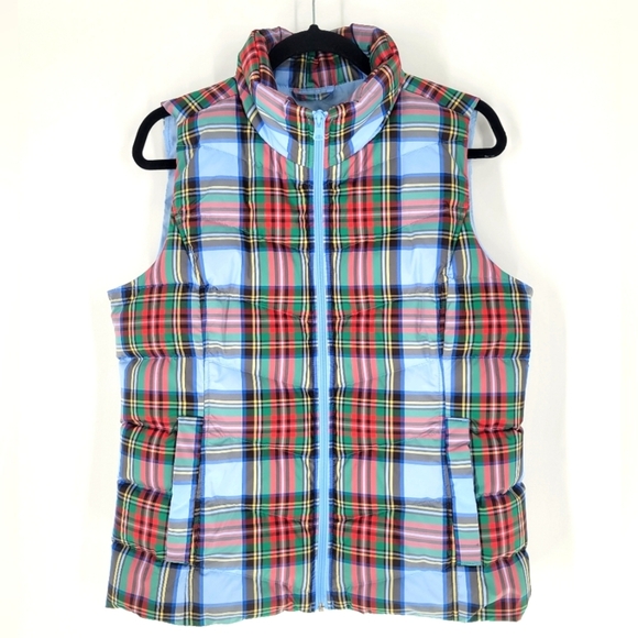 Lands End Womens Plaid Puffer Vest M - Picture 1 of 4